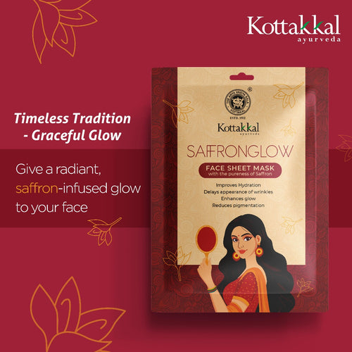 Saffronglow-Face Sheet Mask | Kottakkal Ayurveda (Pack of 1 Sheet)
